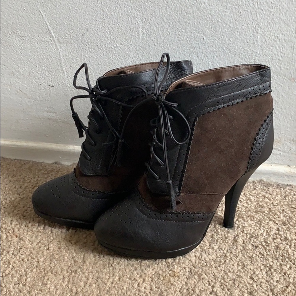 Brown heeled booties